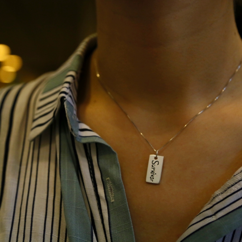 Silver Pendant (Survivor) (Courage) w/chain